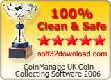 CoinManage UK Coin Collecting Software 2006 Clean & Safe award